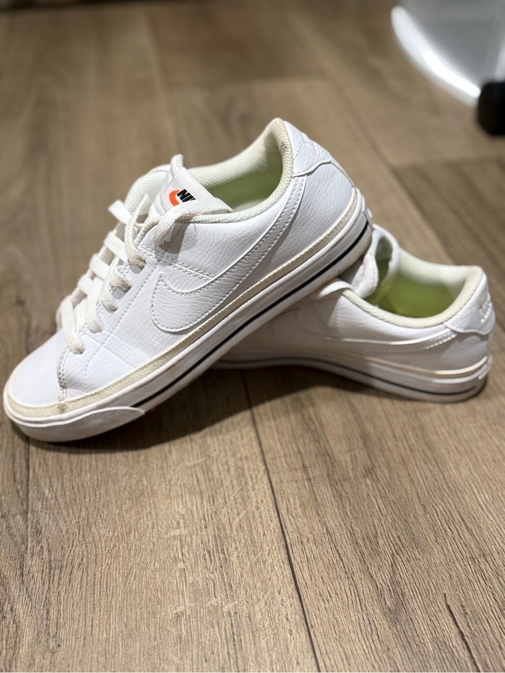 Nike Women’s White Low-Top Leather Sneakers with Subtle Black Trim